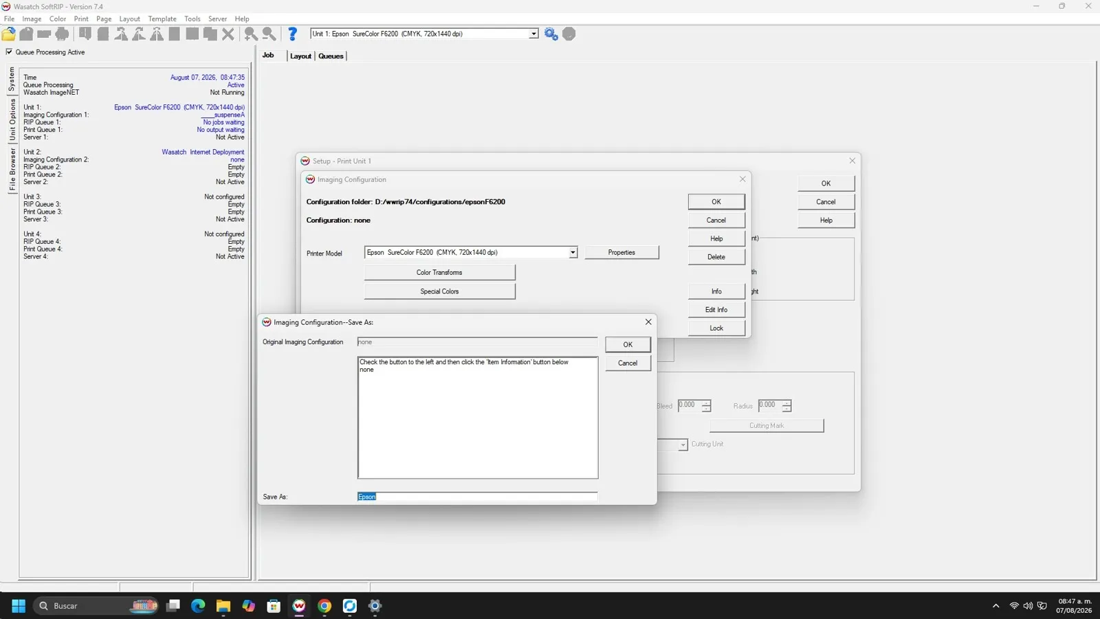 Crear Imaging Configuration